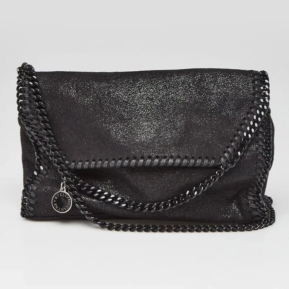 Stella McCartney Black Shaggy Dear Faux Leather Mini Falabella Bag